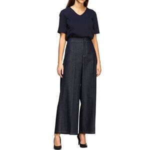 'S MAX MARA Wide Leg Jeans High‎ Waist Dark Wash Blue Cotton Denim 31" Waist